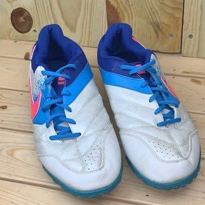 Nike5 Mens Rare Bomba TF 415130-164 Pearl White/Blue/Pink Soccer Shoes Size 13